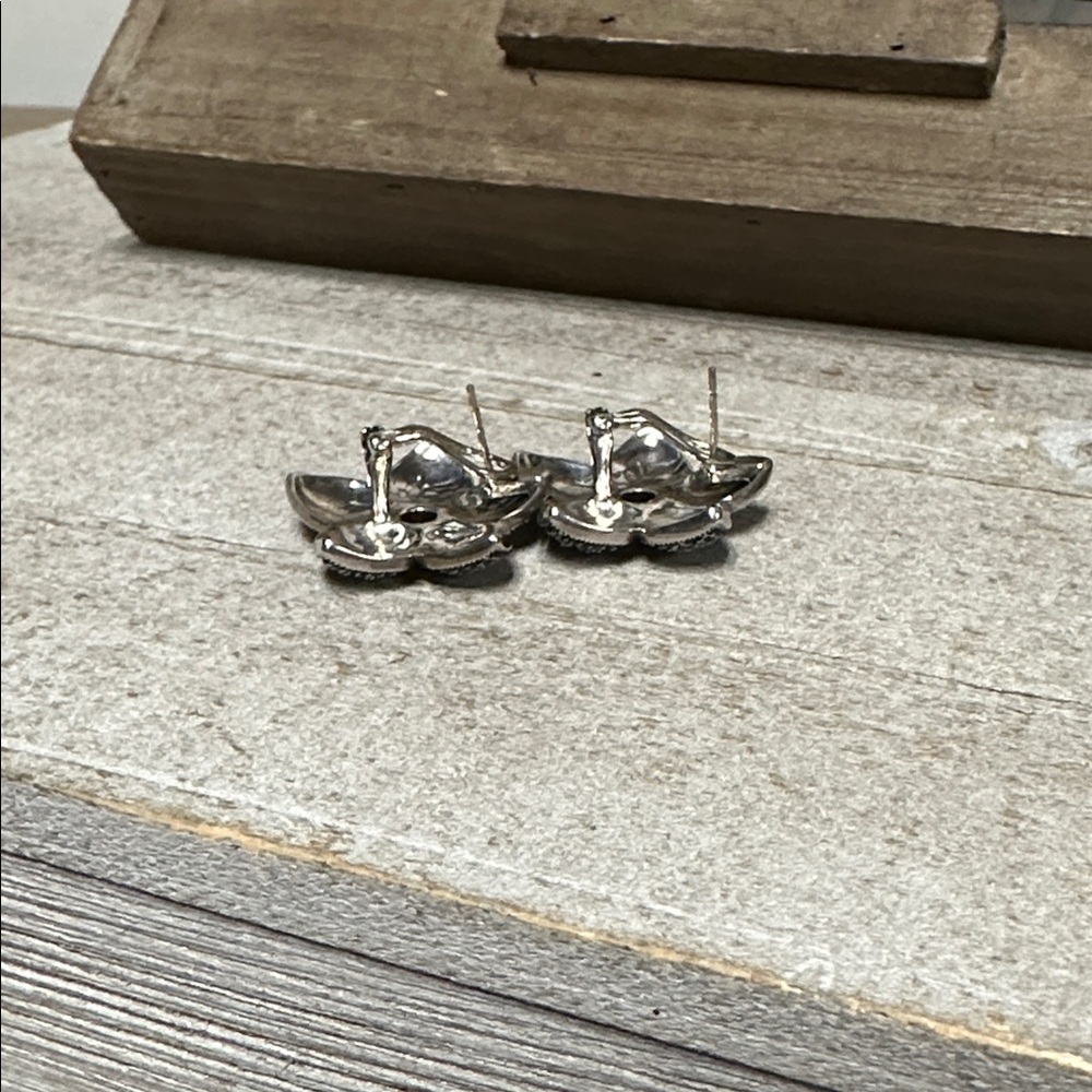 Judith Jack great shape Marcasite pave red garnet crystal rock gemstone earrings - Picture 8 of 10